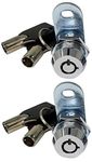 Admiral Locks 5/8” Tubular Cam Lock, Keyed Alike Removable Key RV Compartment Storage Lock Cabinet Locks (5/8 Inch 90°, Chrome Pack of 2)