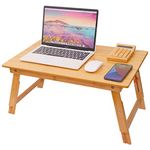 Lap Desk for Bed, COIWAI Bamboo Laptop Low Table with Foldable Adjustable Height, Bed Table Floor Tray,Portable Picnic Desk,Serving Breakfast Tea Coffee, Notebook Stand for Bed Couch Floor