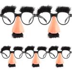 Yueser Disguise Glasses, 5 Pcs Funny Glasses with Big Nose Eyebrows and Mustache Fancy Dress Costume Party Glasses Clown Eyeglasses Novelty Eyeglasses for Halloween Birthday Party Masquerade Cosplay