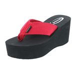 Soda Oxley-S Womens EVA Flip Flop Slip on Platform Sandals, Red, 9 UK