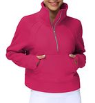 THE GYM PEOPLE Womens' Half Zip Pullover Fleece Stand Collar Crop Sweatshirt with Pockets Thumb Hole