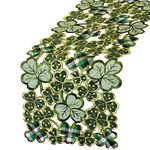 Simhomsen Embroidered Irish Clover Table Runner for St. Patrick’s Day, Spring Shamrock Decorations (13 x 69 inches)