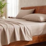 LANE LINEN 100% Organic Cotton Fitted Bedsheet for Super King Size Bed – 12" Deep Pocket, 1 Elastic Fitted Sheet (78"x72") + 2 Pillow Covers, Soft & Breathable, Oeko-TEX Certified - Taupe