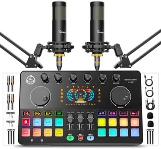 Podcast Equipment Bundle for 2, Audio Mixer with XLR Dynamic Microphone, Voice Change,RGB for Vocal Recording Podcasting,Streaming Singing TikTok, PC, Smartphone COMMANDER M100 3rd
