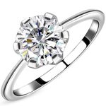 TJC Moissanite Solitaire Ring for Women Engagement Ladies Rings in Platinum Plated 925 Sterling Silver Size V Prongs Setting Metal Wt. 1.8 Grams