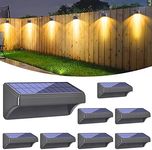 Bridika Solar Fence Lights, 8 Pack Plus Size, Warm & RGB Color Changing, Outdoor Waterproof, 100 Lumen, 8 Specific Colors & 4 Switchable Modes, Ideal for Backyard, Patio, Deck, Fence