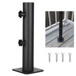 VANROUG Patio Umbrella Base Heavy Duty Umbrella Holder Outdoor Umbrella Base Stand Mount Double Hand-Turn Knob for Deck,Patio, Dock,Boat,Courtyard Balcony,Garden,Pontoons,Picnic Table