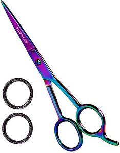 Tijeras de corte de pelo profesional de peluquería (6.5 pulgadas) – acero inoxidable templado hielo con recubrimiento en polvo (6,5 pulgadas, Arco Iris)