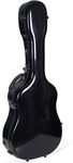 Crossrock Fiberglass Dreadnought Guitar Case for Martin D28, Compatible to Taylor 814CE-Padded Straps, Interior Compartment, With Removable Shoulder Straps, TSA Lock-Black (CRF2021DBK)