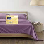 THREAD SPREAD 5 Star Luxury Full Bedsheet 100% Pure Cotton - 600-Thread-Count Sheets - Soft, Crisp & Smooth Like Egyptian Cotton, Deep Pockets - Easy Fit - Sateen Weave 4 Piece Sheet Set (Full, Plum)