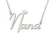 Stainless Steel Silver Nana Name Necklace Love Heart Charm Necklace Best Friends Mother Day Jewelry