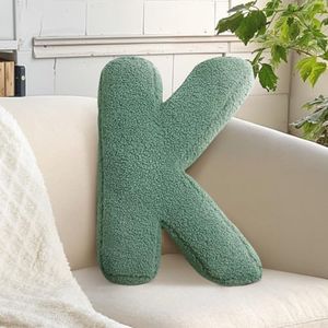 huraty Letter Throw Pillow Initial Letter Cushion Lambs Wool Kids Room Decor Accent Decorative Pillow for Nursey (K, 14.9" Lx11.8 W)
