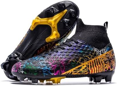CZRE Unisex Athletic Soccer Shoes Cleats Adult High Top Training Sneakers, Black, 8