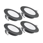 acegoo 4 x 12V LED Downlights Campervan Boat Recessed Ceiling Light Spot Light with On/Off Dimming Switch& Blue Light for Truck Trailer Motorhome Kitchen Van Interior Lighting (Black 3000K)