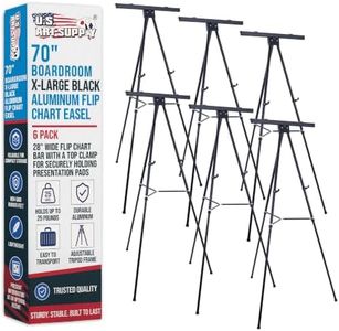 U.S. Art Supply 70" High Boardroom XL Black Aluminum Flip Chart Easel 6Pack