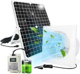 Solar Fan for Chicken Coop with Battery 25W Solar Panel Powered Exhaust Fans with 14.8ft On/Off Switch Cable for Greenhouse, Sheds, Pet Houses, Ventilation, Outside, Greenhouse Air Circulation Garages