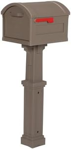 Architectural Mailboxes Grand Haven Plastic Mailbox and Post Kit, GHC40MAM, Mocha, Extra Large Capacity