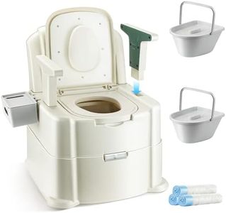 Hybodies Bedside Commode, Portable Toilet for Adults, Commode Chair for Toilet with Arms, Height Adjustable, 2 Toilets and Induction Night Light, Potty Chair for Elderly and Disabled
