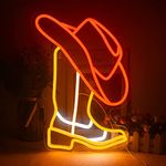 wanxing Cowboy Boots Neon Signs for Wall Decor, Western Cowboy Neon Lights for Bedroom, Cowboy Hat LED Sign with USB Powered for Bar,Cow Decor,Gameroom,Livingroom,Farm