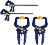 IRWIN Quick-Grip Clamps, 4 Piece Set with Bar Clamps, 4-1/4", Handi Clamps, 2" (IRHT83222)