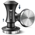 Espresso Tamper 53.3MM, Premium Barista Espresso Coffee Tamper with 2 Calibrated Spring Loaded Stainless Steel Ripple Base, Constant 30lb, Compatible with Espresso Coffee Machine (Black)