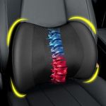 Lumbar Support Pillow: Memory Foam Lumbar Pillow for Lower Back Pain Relief - Car Back Cushion for Driving - Lumbar Support for Car-Office Chair, Wheelchair - Black