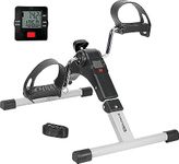 Strauss Digital Pedal Exercise Machine | Mini Fitness Cycle for Home with Fixing Strap | Foldable and Portable | Suitable for Light Exercise of Legs, Arms, & Physiotherapy at Home