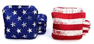 SC Cornhole Games Professional Dual Sided Cornhole Bags- 16 oz 6x6 w/Premium Resin Fill - Official Tournament Slide/Stick Pro Bean Bags - Regulation/Approved (Stars/Stripes)