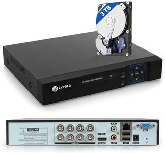 Zypola® 8Channel Hybrid DVR Recorder, Pre-Installed 3TB HDD for 1080p Security System, H.265 HD Video Compression, Support Remote Access, HDMI VGA Output, Works with TVI AHD CVI CVBS and IP Cameras