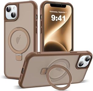 SKYLMW Compatible with iPhone 14 Plus Case with Invisible Magnetic O-Ring Stand Military-Grade Translucent Case for iPhone 14 Plus 6.7" [Compatible with Mag-Safe][Great Grip Feeling],Desert Brown