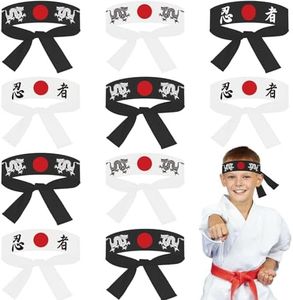 ZOIIWA 24Pcs Japanese Samurai Headband Ninja Warrior Headbands Karate Sushi Chef Bandana Headwear for Sports Kitchen Cooking Costume Supply for Kids Birthday Party