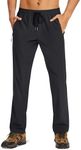 TACVASEN Men's Athletic Pants Quick Dry Pants Water Resistant Elastic Waist Hiking Pants with Zipper Pockets Lightweight Stretch Black Mens Joggers Quick Dry