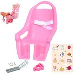 AVASTA Doll Bike Seat for Girls Bicycle with DIY Unicorn Decals, Baby Doll Bicycle Carrier, Kids Bike Accessories, Pink