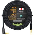 5 Meter - Guitar Bass Instrument Cable CUSTOM MADE By WORLDS BEST CABLES – using Mogami 2524 wire and Neutrik NP2RX-B & NP2X-B ¼ Inch (6.35mm) Gold TS Connectors