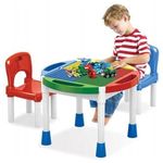 Suprills 3-in-1 Table & 2 Chairs Building Blocks Table with Storage - Activity Table and Children's Chairs - Ideal Kids Chair Set for Home and School Use