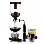 Siphon Coffee Maker, 3 Cup Glass Syphon Coffee Maker Vacuum Coffee Maker Tabletop Glass Siphon Pot Syphon Vacuum Pot Coffee Maker with Alcohol Burner for Home Office