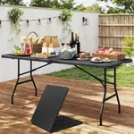 DWVO 6FT Folding Table, Heavy Duty Folding Tables with Carrying Handle, HDPE Fold up Table for Outdoor Camping Picnic Parties, Indoor Events (Black)