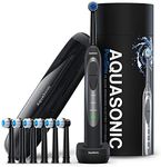 Aquasonic ProSpin – Ultra Whitening & Plaque Removing Electric Toothbrush – Smart LED Pressure Sensor for Enamel & Gums – 3 Modes - Wireless Charging –Lithium Ion -6 Dual Action Heads & Travel Case