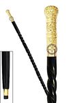 Brass Walking Cane Rosewood Designer Wooden Walking Stick with Brass Handle Gift for Men & Women 37 inch (NHGT) (Black 1)