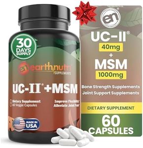 EarthNutri UC-II & MSM Supplement for Bone Health and Joint Flexibility - Supports Joint Repair Mobility & Comfort - 40mg UC-II Providing 10mg Total Collagen & 1000mg MSM - 60 Capsules (2 Caps Daily)
