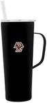 Decorvo NCAA 20 oz. Stainless Steel Tumbler with Handle - Officially Licensed Double Walled Insulated Roadie with Slide Lid and Straw (Boston Logo - Black)