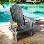 Yaangagpe Adirondack Chair Weather-Resistant Outdoor Garden Furniture Chairs with Cup Holder,Patio Chairs for Backyard/Garden/Fire Pit, Black