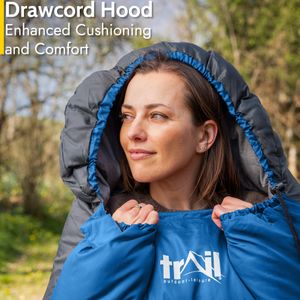 Trail Alpine 400 Hooded Sleeping Bag – 3-4 Season, Extra Warm, Blue