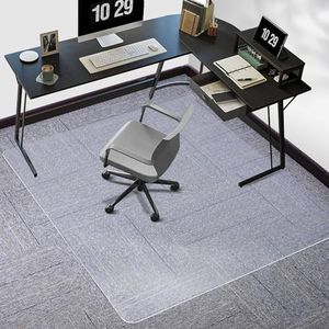 Clear Chair Mat for Carpet, TYDLE 60"x46" Large Chair Mat for Carpeted Floors, 0.09" Thickness Heavy Duty Office Chair Mat with Grips, Non -Slip Rolling Computer Under Desk Chair Mat for Home (Clear)