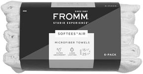 Fromm Softees Air Microfiber Salon Hair Towels - 6 Pack - Fast Drying Towel for Hair, Hands, Face – Use at Home, Salon, Spa, Barber – 15.5" x 25.5" - Extra Durable and Absorbent - White, 45248