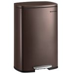 SONGMICS 13 Gallon (50 L) Trash Can, Stainless Steel Kitchen Garbage Can, Recycling or Waste Bin, Soft Close, Step-On Pedal, Removable Inner Bucket, Brown ULTB50BR