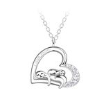 Via Mazzini 92.5-925 Sterling Silver 'I Love Mom' Text Mom & Me Precious Bond Necklace for Women with Chain | Comes in a Gift Box 925 Stamped with Certificate of Authenticity | NK0286