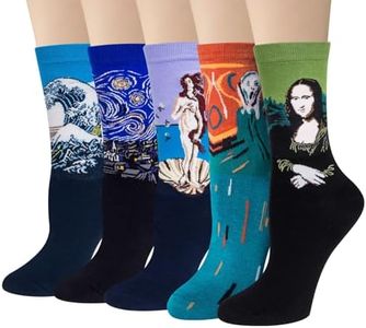 Chalier Womens Fun Socks Famous Painting Patterned Art Socks & Printed Cool Novelty Funny Socks for Women, D-oil Painting Multicolor 4 (5 Pairs), One Size