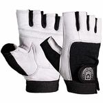 Elite Body Squad Weight Lifting Gym Gloves Exercise Fitness Training Glove With White Leather Grip For Men Or Women - Size Medium