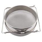 EVTSCAN Latest Big Stainless Steel Double Layer Honey Sieve,Strainer Honey Sieve,Strainer,Silver,Filter Set with Adjustable Arms,for Filter Out The Impurities of The Honey